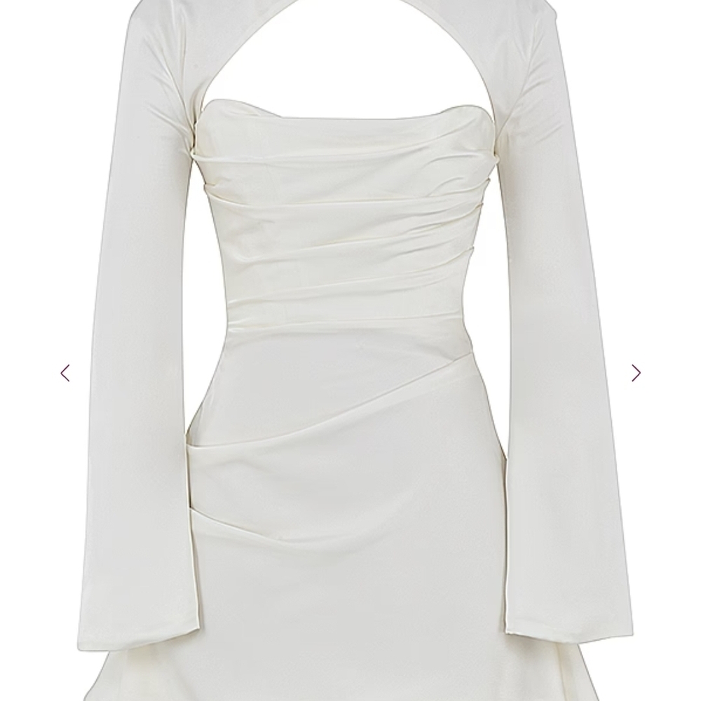 House of CB TOIRA Size Small White Long Sleeve Dress
